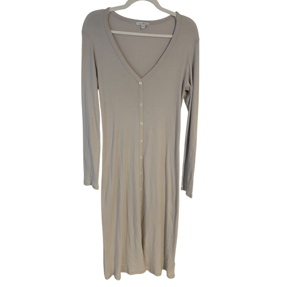 Standard James Perse Ribbed Knit Button Front Cardigan Midi Dress